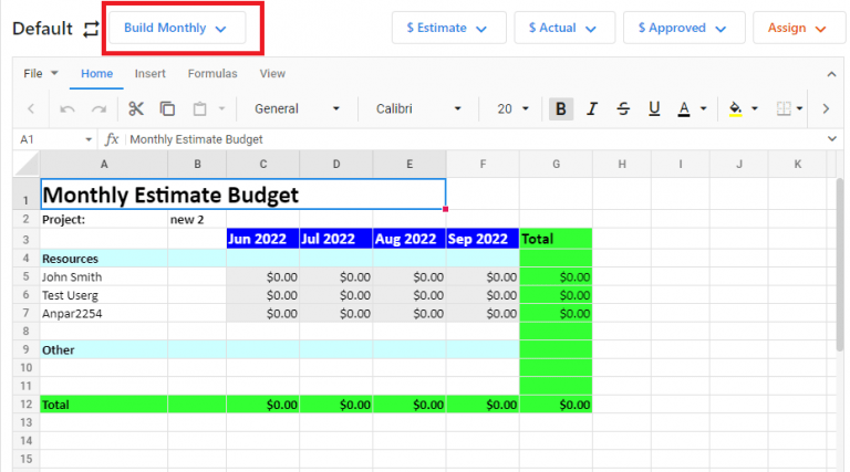 The Budget page​